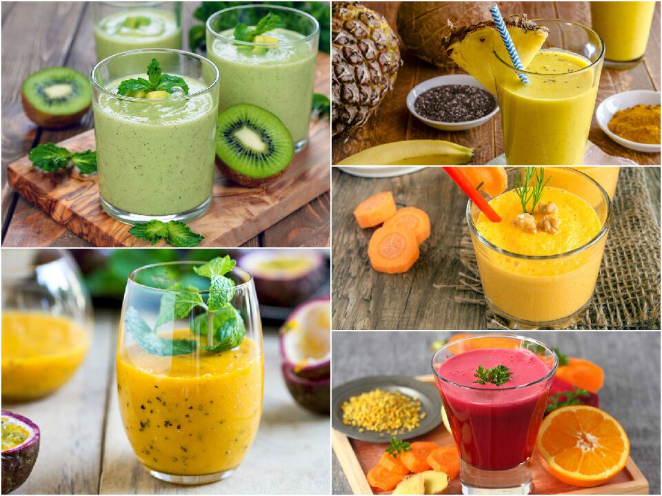 Smoothies made of vegetables and fruits in the 7-day detox diet